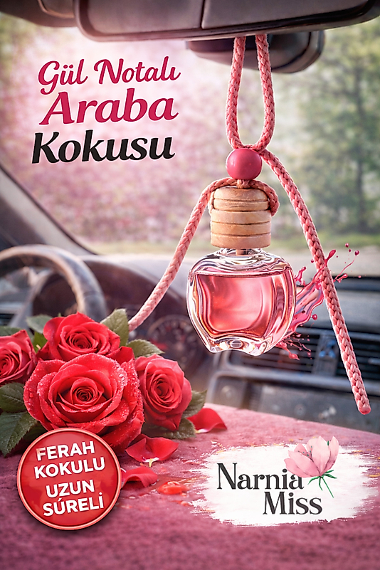 Gül Notalı Araba Kokusu – Zarif ve Uzun Süre Kalıcı Oto Araç Kokusu