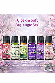 Çiçek & Soft KOku/Esan Seti - Saf Esas - Oda Ve Ortam Kokusu - Aromatik Esans 6x10ml