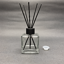 Bambu/Fiber Çubuklu Kare Şişe ve 5 adet Fiber veya bambu çubuk