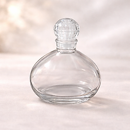 Minimal Yuvarlak Cam Parfüm/Kolonya Şişesi – Kristal Kapaklı