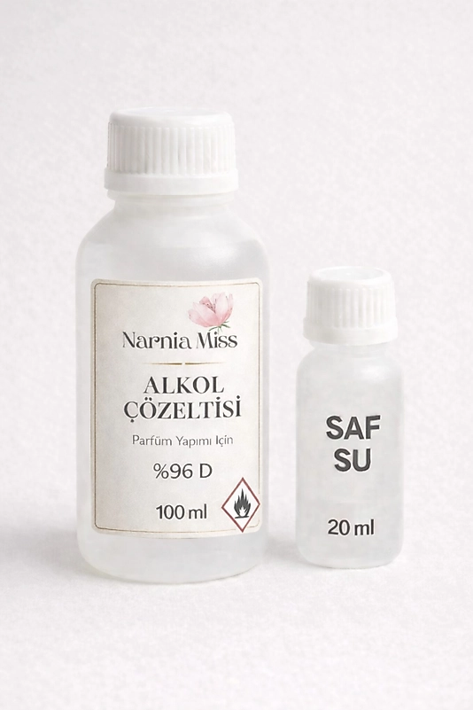 Narnia Miss Parfüm Yapım Seti – +96 D Alkol Çözeltisi ve Saf Su (100 ml + 20 ml)