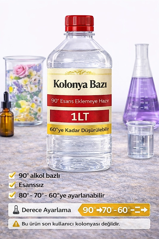 Kolonya Bazı 1 LT – 90° Esans Eklemeye Hazır – 60°’ye Kadar Düşürülebilir