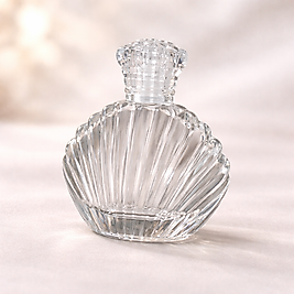 Deniz Kabuğu Tasarım Cam Parfüm/Kolonya Şişesi – Kristal Kapaklı