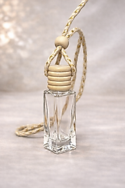 Dikdörtgen Cam Oto Kokusu Şişesi – Ahşap Kapaklı Askılı