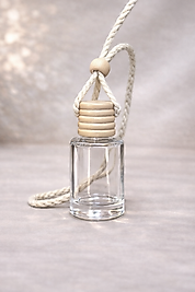 Yuvarlak Cam Woody Oto Kokusu Şişesi – Ahşap Kapaklı