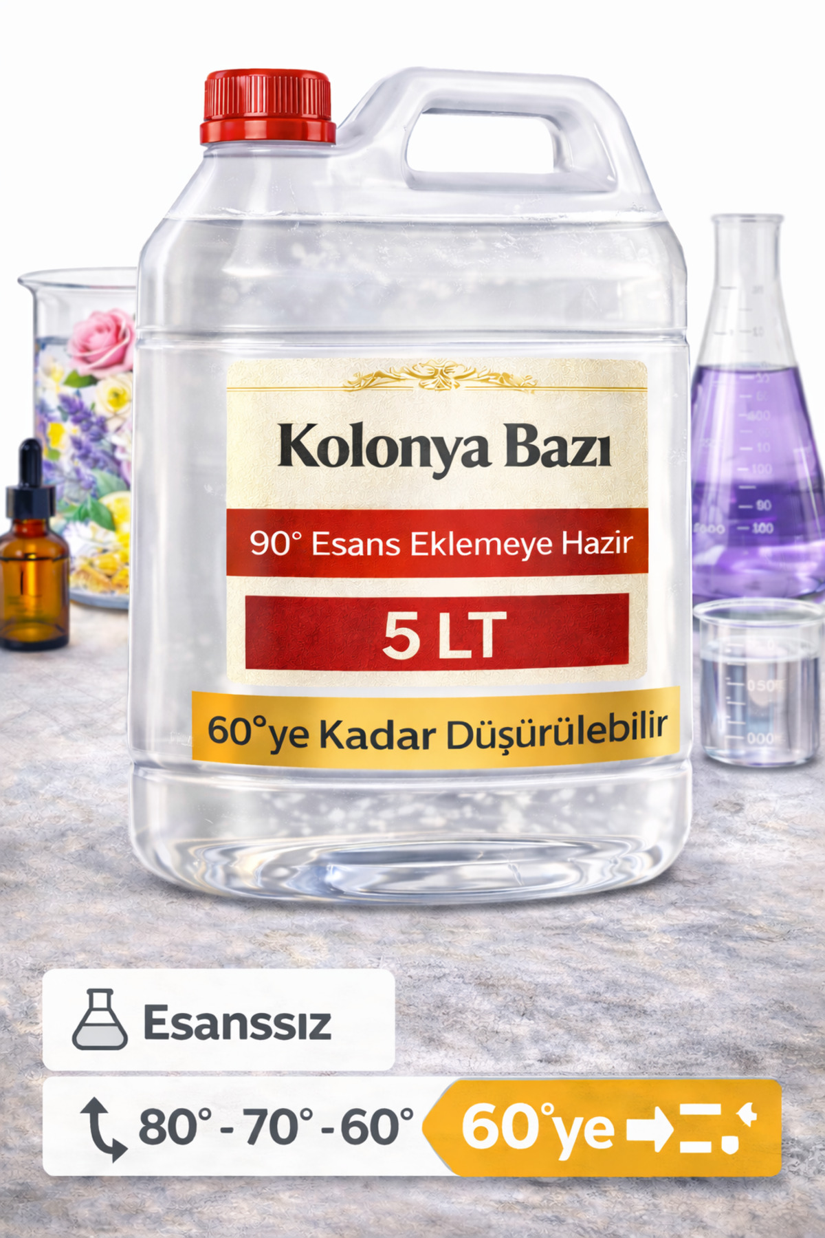 Kolonya Bazı 5 LT – 90° Esans Eklemeye Hazır – 60°’ye Kadar Düşürülebilir