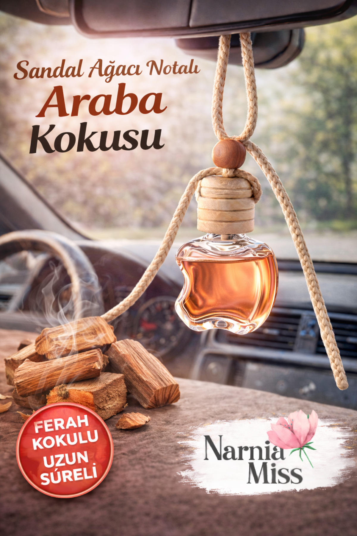 Sandal Ağacı Notalı Araba Kokusu – Odunsu ve Uzun Süre Kalıcı Oto Araç Kokusu