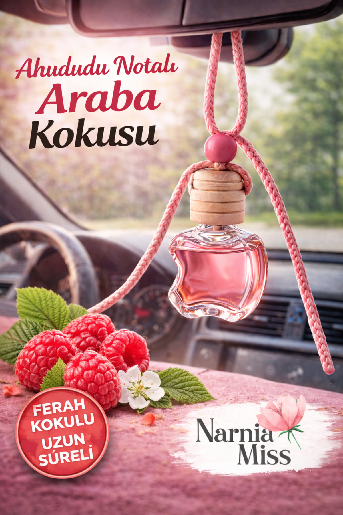 Ahududu Notalı Araba Kokusu – Ferah ve Uzun Süre Kalıcı Oto Araç Kokusu